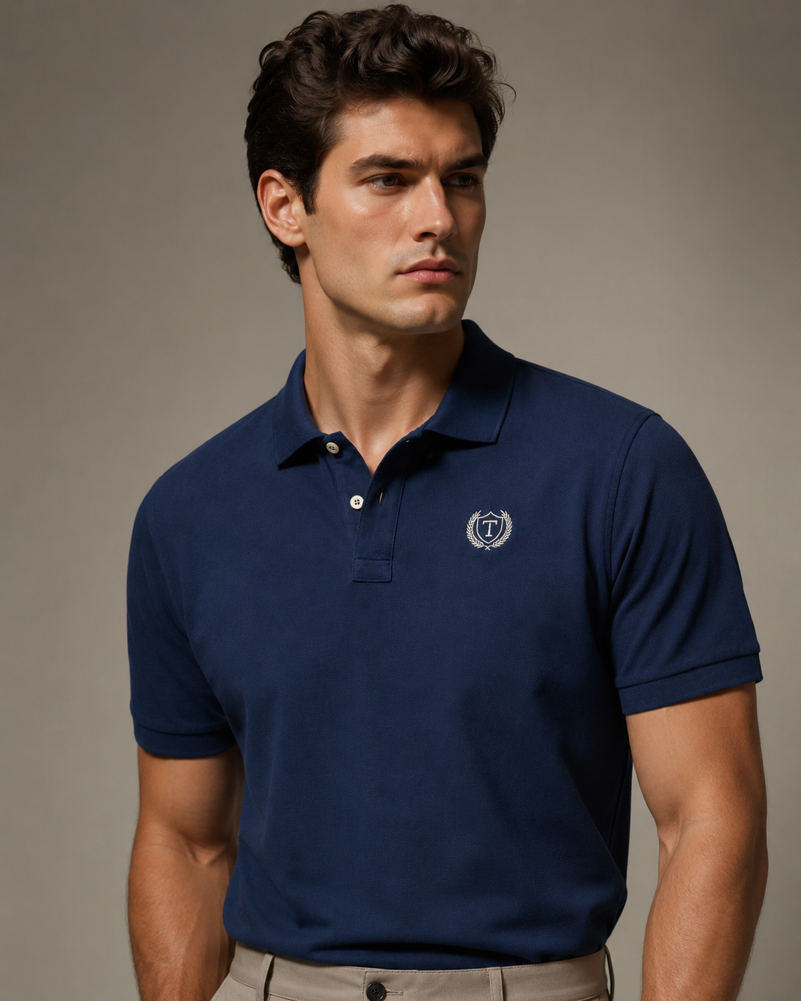 Club Polo Navy — Trajectus Magna — Piqué algodón premium escudo heráldico bordado