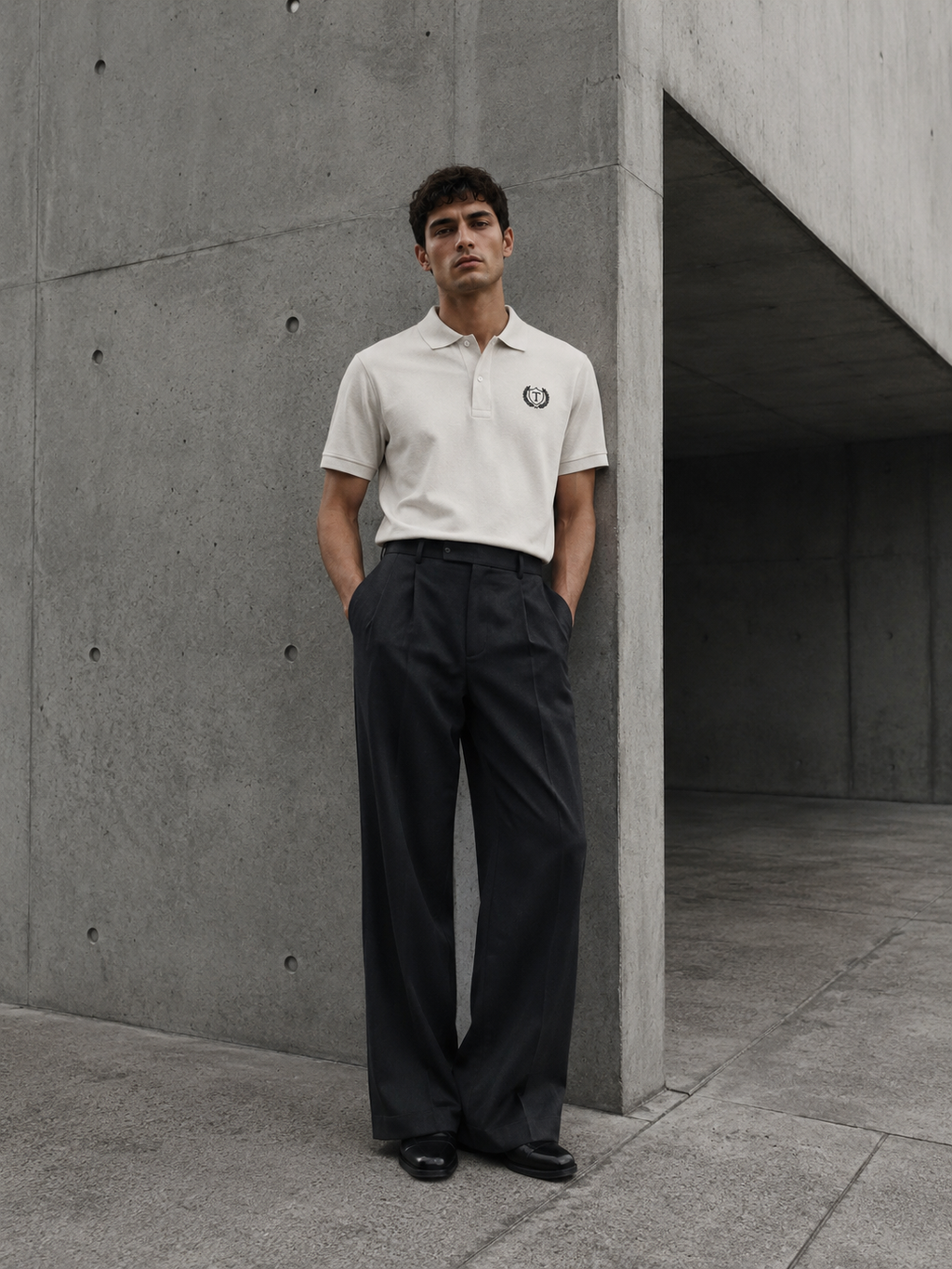 Club Polo Off-White — Trajectus Magna — Editorial modelo posando