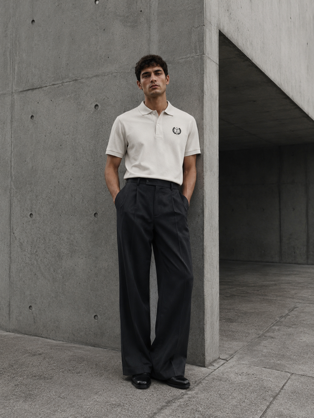 Club Polo Off-White — Trajectus Magna — Editorial modelo posando